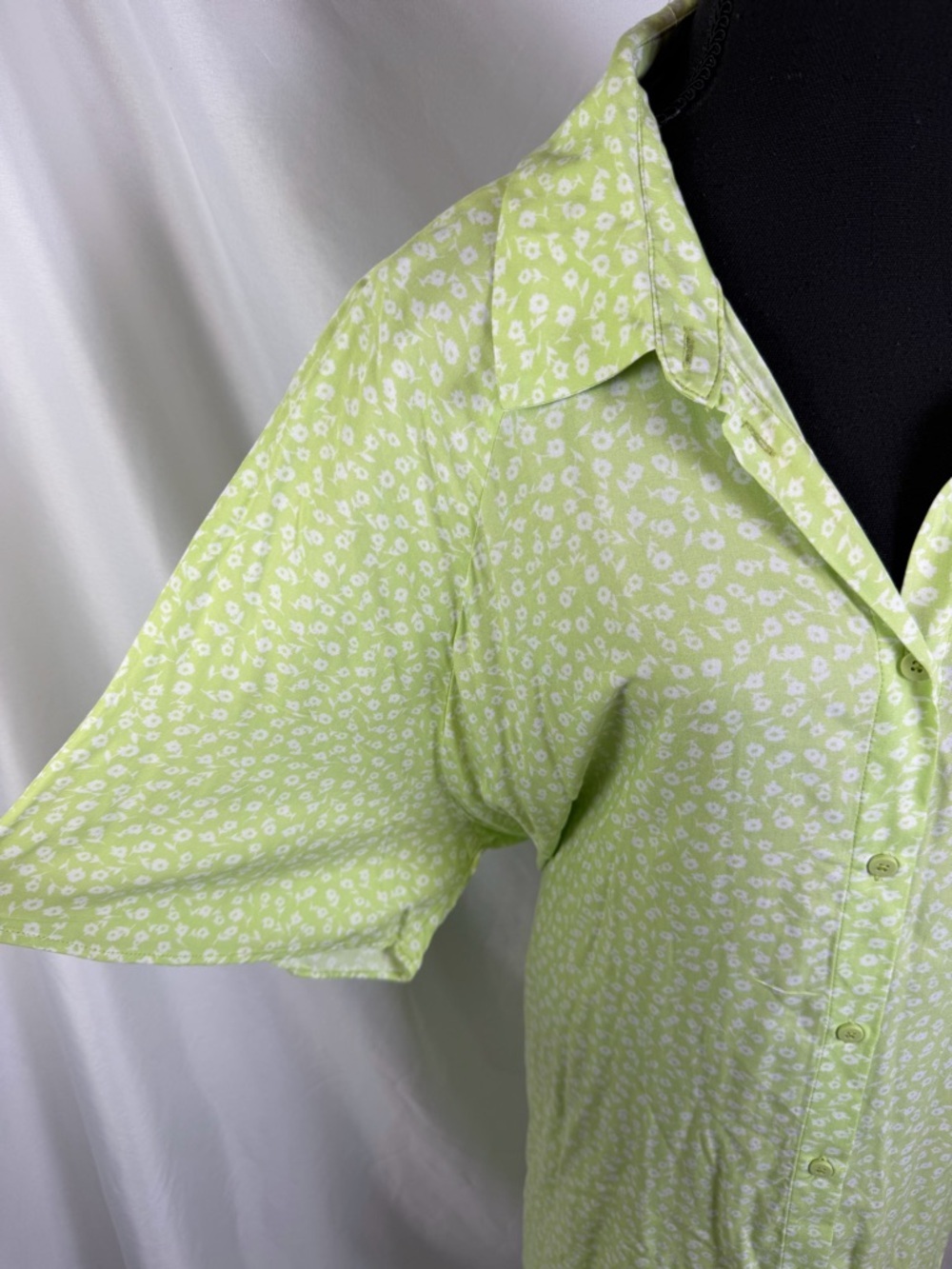 ASOS MONKI Lime Floral Button Mini Dress XXL Casual Belted Shirt Dress NWT - Picture 3 of 10